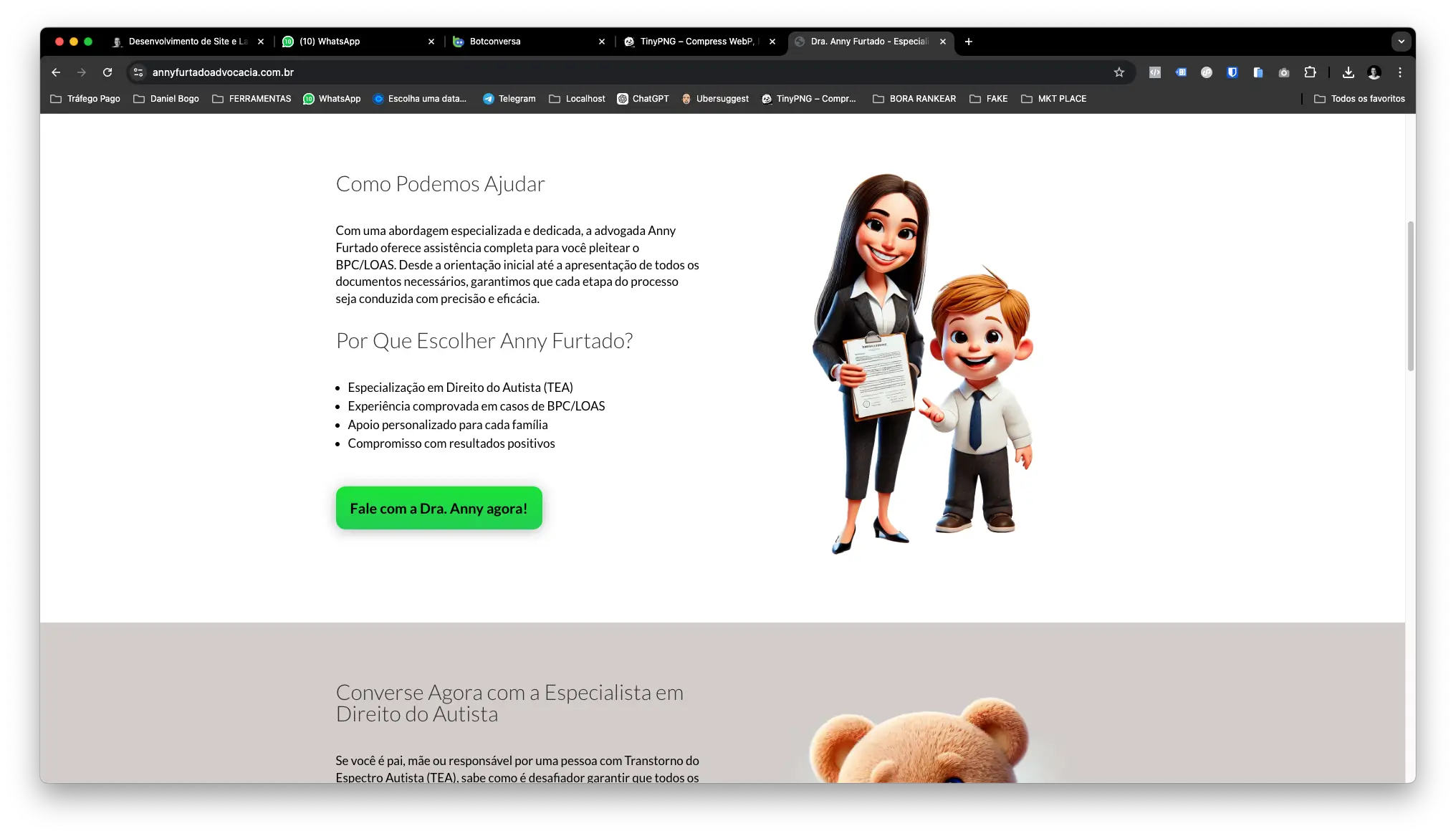 Desenvolvimento Site e Landing page Anny Furtado