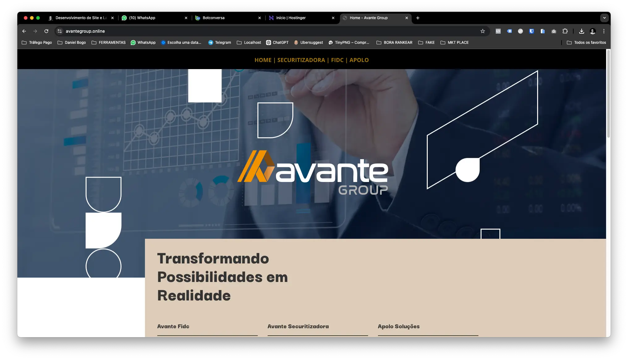 site e landpage avante